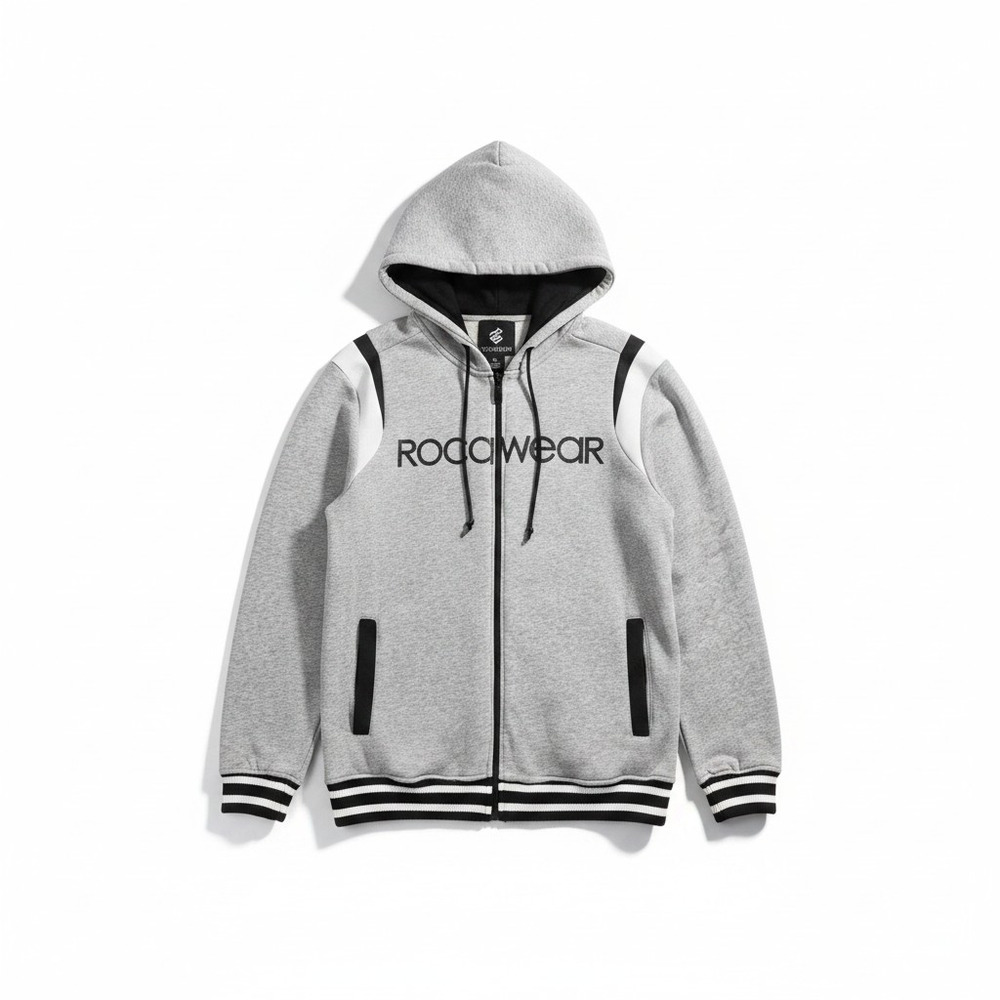 VTG Rocawear Pro League Full Zip Hoodie Colorblock Gray M Y2K Streetwear Hip Hop